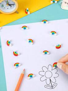 50pcs Rainbow Erasers, Fun Rainbow Erasers, Themed Erasers - Cute Erasers Perfect For Office, Home And Workplace Use. They Are Also Great As Prizes, Birthday Gifts And Perfect For Holiday And Themed Party Decorations. - Multicolor - View 8