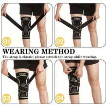 2PCS Men's Copper Infused Knee Support Brace, Adjustable Compression Knee Sleeve, Breathable Non-Slip Stabilizer For Running, Gym, Sports & Daily Wear - Black - View 6