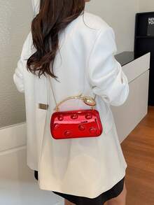 1件 OpulAura 女款優雅黑色天鵝絨手提包，奢華天鵝絨晚宴包，適合正式禮服、婚禮、生日派對和畢業典禮 - 紅色 - 查看 3
