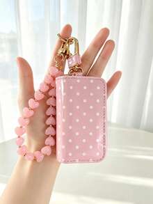 Heart Rope Keychain Set, Car Key Pouch Protective Cover, Universal Car Lock Key Pouch, Remote Control Key Protective Shell, Universal Car Key Pouch Style, Suitable For Nissan, Chevrolet, Fiat, Remote Control Key Protective Cover Key Shell, Coin Purse - Polka Dot - View 13