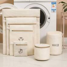 1/6pcs Embroidered Mesh Laundry Bag Set, Fine Protective Washing Machine Bags For Underwear Sweater Pants, Anti-Snagging Delicate Garment Care Organizer Storage - View 3