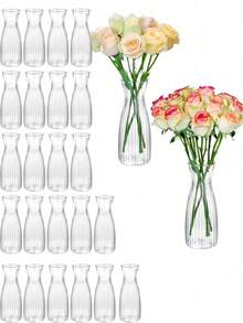 4/8/10pcs Set Plastic Striped Vase Set, Shatter-Resistant Transparent Floral Arrangement Vase, Handmade, Suitable For Various Bouquets And DIY Decor, Holiday Home Decoration, Tabletop Wedding Party Display - B - View 11