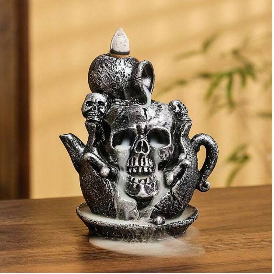 樹脂回流香爐創意樹脂茶壺骷髏回流香爐工藝裝飾品 - 1PC - 查看 1