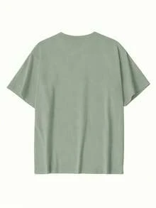 Women's T-Shirt In Pure Cotton With A Crew Neck, Solid Basic Style, Ideal For Everyday Summer Wear - 橄欖綠 - 查看 3