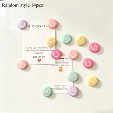 8/14/20pcs Random Color Smiling Face Refrigerator Magnet, Resin Circular Decorative Magnet, Home Decoration, Kitchen Photo Decoration Accessories, Birthday Gifts, Festival Party Gifts - Multi-color - View 10