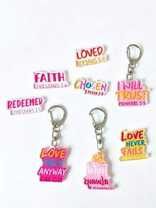 1pc/4pcs Inspirational Quote Letter Keychain, Personalized Style Pendant, Backpack Accessory, Handbag, Bag Charms, Car Keychain, Gifts For Friends - Multicolor - View 5