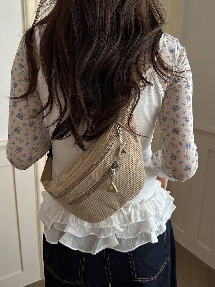 New Style Crossbody Bag Chest Bag Women's Japanese Style One Shoulder Bag Student Casual Commute Bag - Khaki - View 4