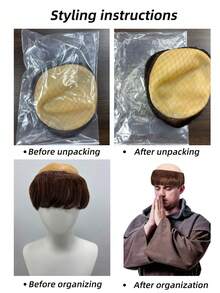anxin Men Medieval Monk Short Brown Wig Half Bald Scalp Design Synthetic Hair Historical Carnival Costume Cosplay Wig - Brown - View 8