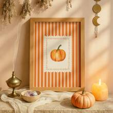 1pc Frameless Pumpkin Pattern Fall Wall Art Canvas Poster, Cute Autumn Kitchen Decor, Halloween , Thanksgiving, Cozy Farmhouse Holiday Wall Art Print For Apartment, Living Room, Bedroom, Room Decor Bedroom , Vintage Decor - Pumpkin - View 4