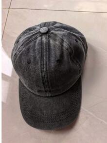 Solid Color Vintage Washed Baseball Cap, Solid Black, Soft Texture, Casual Sports Hat, Adjustable Baseball Cap, Denim Distressed Classic Hat Design, Durable, Vintage Adjustable Baseball Cap Suitable For All 12 Months - Multicolor - View 8