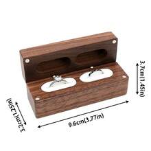 1pc Personalized Wooden Double Slot Magnetic Ring Box, Custom Engraved Flip Top Ring Box, Engagement, Proposal, Wedding And Anniversary Gift - Multicolor - View 2