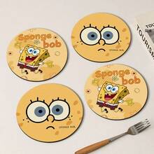 SpongeBob SquarePants 1件裝可愛卡通圓形餐墊，防水防油可擦拭天鵝絨桌墊，耐刮快乾耐熱，居家廚房裝飾 - 查看 1