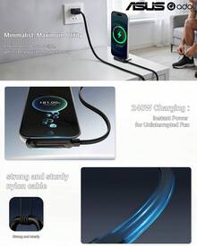 ASUS 2-Pack 240W Fast Charging Cable With Phone Stand, 90° Right Angle, 360° Rotation, Multi-Angle Adjustment, Braided Cable Compatible With IPhone 17 And Gaming Phones. Fast Charging Cable With Stand, Suitable For Daily Video And Selfie Stand - Black - View 5