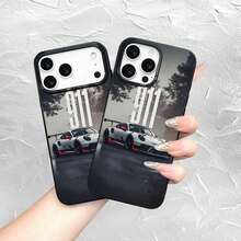 1pc 911 GT3 Sports Car Racing Pattern Matte Texture Phone Case Protective Cover Realistic Lily Print Clear Case Compatible Bling Phone Case Fully Surrounded Personalized Cool Fashion Soft Protective Cover Compatible With Iphone 16/11PRO/7/16PROMAX/15/12/15PRO/14/13/12/11/XR/7Plus/8Plus/Pro/Max/X - Black - View 1