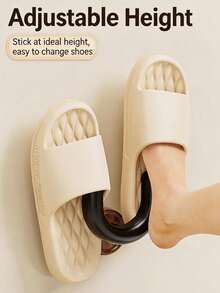 Walnut Color Bathroom Slippers Rack, No-Drill Wall-Mounted Suction Cup Slippers Holder, Toilet Bathroom Storage Shelf - Multicolor - View 5