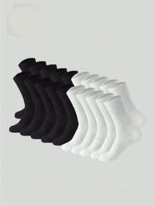 6/10/12/20 pares de calcetines gruesos de invierno para hombre en blanco y negro, calcetines altos hasta la rodilla ajustados de moda casual para deportes al aire libre, negocios casuales y vacaciones - Multicolor - Ver 1
