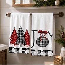 2/4/6 Peças Toalhas de Cozinha com Estampa de Elementos de Natal, Natal, Podem Ser Usadas Como Presentes de Natal, Decoração de Natal, Toalhas de Chá de Fibra Ultrafina Macia com Alta Absorção, Panos de Prato, Toalhas de Limpeza, Toalhas de Mão, Adequadas para Cozinhar, Assar, Limpar e Decoração de Cozinha, Acessórios de Cozinha, Itens Essenciais Diários - Multicolorido - Visão 5