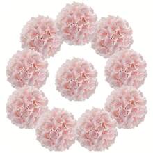 3件裝絲綢繡球花花頭附莖 人造花 家居婚禮DIY裝飾用 - 粉色 - 查看 5