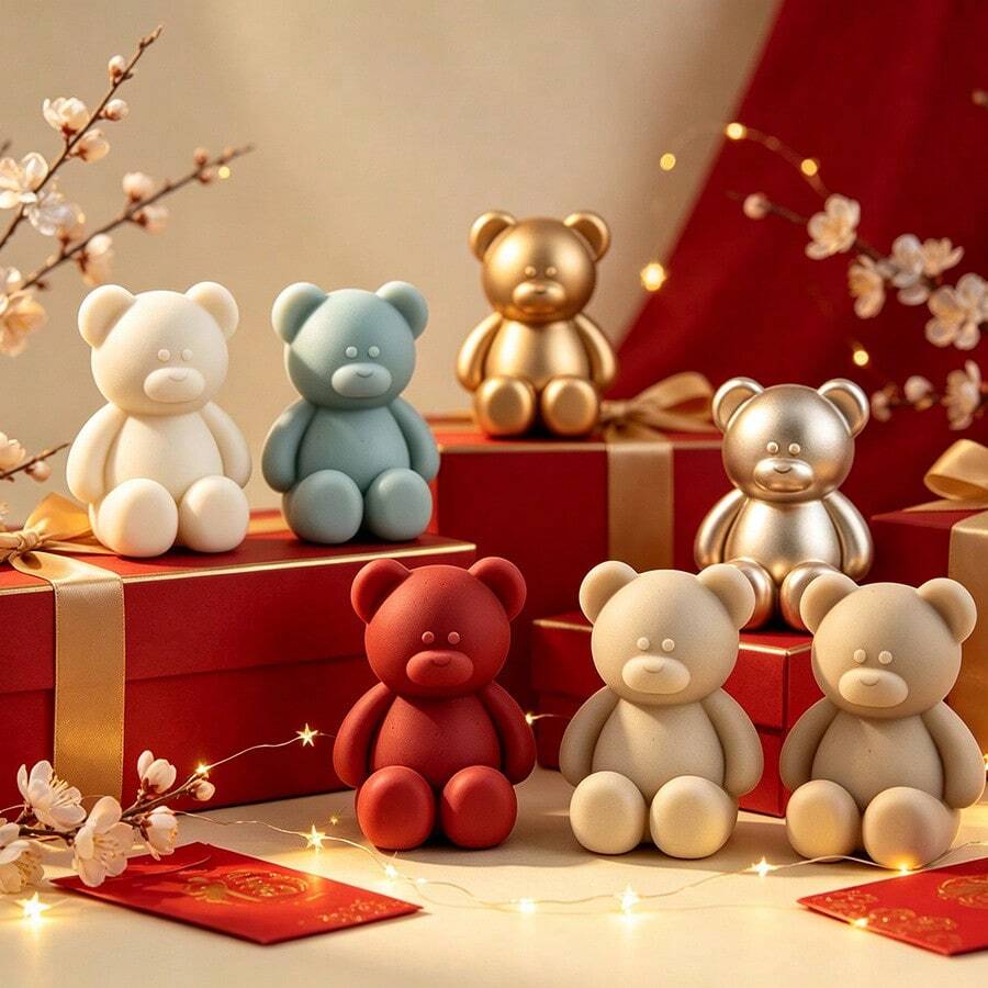 Dangling Dazed Bear Candle Silicone Mold DIY Aromatherapy Candle Plaster Ornament Fondant Cake Decoration Tool - D717 Silly Little Bear - View 1