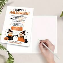 Greeting Cards And Envelopes: Fun Halloween Greeting Cards, Witch Friends Toasting With Text "Happy Halloween", Suitable For Best Friends, Cute Illustration Style Halloween Holiday Greeting Cards - Red - View 5