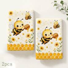 2/4pcs Bee Pattern Towels, Kitchen Dish Cloths, 6/8pcs Decorative Towel Set, Super Absorbent Microfiber, Machine Washable, Holiday Gift And Cleaning Supplies Decoration, Suitable For Holiday Cooking, Baking, Housewarming Gift And Cleaning Supplies, Fit For Kitchen, Bathroom, Toilet - Multicolor - View 19