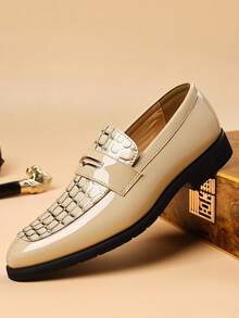 Men's Business Travel Dress Shoes, Slip-On Loafers, Casual Dress Shoes Suitable For Daily Commute, Office, Business Work, Wedding, Groomsman, Fashion Shoes, Dating, Dinner, Nightclub, Casual, Shopping, Light Formal, Banquet, Influencer Photo Shoot And Various Other Occasions - Yellow - View 4