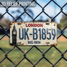1pc 3D Vintage Metal Plaque | Decorative Sign And Plaque, Travel Souvenir, Rustic Style, Gift For Family, Friends, Anniversary, Suitable For Home Living Room, Office, Room, Car (Random Style) - A - View 4