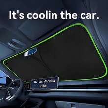 Car Front Windshield Sun Shade, Convenient Storage Design, No-Drill Car Sun Shade Canopy, Full Edge Seamless Fit, Equipped With High-Density Blackout Fabric With Reflective Coating, Protects Car Interior, Effectively Blocks Sunlight, Car Privacy Curtain, Compactly Storable In Car Door Storage Bag, Universal Fit For Sedan, SUV And Truck, Durable Car Interior Protection Accessory - Long - View 2