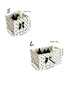 1pc 4-Color Large Polka Dot Storage Basket With Bow Decor, Desktop Organizer For Dorm, Bedroom, Miscellaneous Small Items - Multicolor - View 2