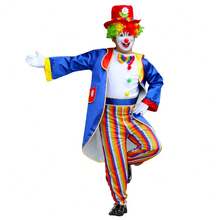 Adults Funny Clown Costumes Joker Bodysuit For Men Magician Performance Fancy Halloween Outfits Just Clothes No Prop - Multicolor - View 5