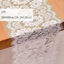 5件組白色蕾絲刺繡波希米亞風桌旗,10x120英吋,適用於派對、婚禮、新娘婚前派對裝飾,復古鄉村風桌布 - 睫毛 - 查看 11