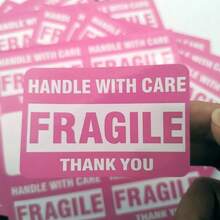 60PC Pink 2x3 Inch Fragile Warning Stickers, Used For Shipping And Moving "Fragile Items Please Handle With Care, Thank You" Do Not Drop, Warning Stickers Fragile Labels - Rectangle - View 13