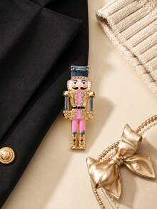 1pc Women's Rhinestone Enamel Nutcracker Soldier Brooch, Cute Cartoon Vintage Pin, Suitable For Christmas, Holiday Party, Suit Jacket, Sweater And Bag Decoration, Exquisite Gift Accessory - Multicolor - View 8