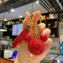 Disney 1pc Full Rhinestone 3D Mickey Mouse Head Diamond Rope Keychain, Cute Shiny Diamond Girl Bag Exquisite Pendant - View 13