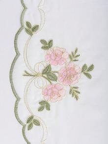 1pc Fresh Floral Embroidered Coffee Curtain, Kitchen Small Window Curtain, Suitable For Kitchen Cabinet, Bay Window, Door Curtain Partition, Home Decor - Pink - View 9