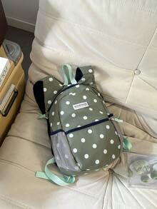 Dedoo Polka Dot Backpack, Contrast Color Zipper Mesh Side Pockets, Lightweight Large Capacity, Student School Bag, Suitable For University Campus, Korean Style Student Daily Use Backpack - Multicolor - View 10