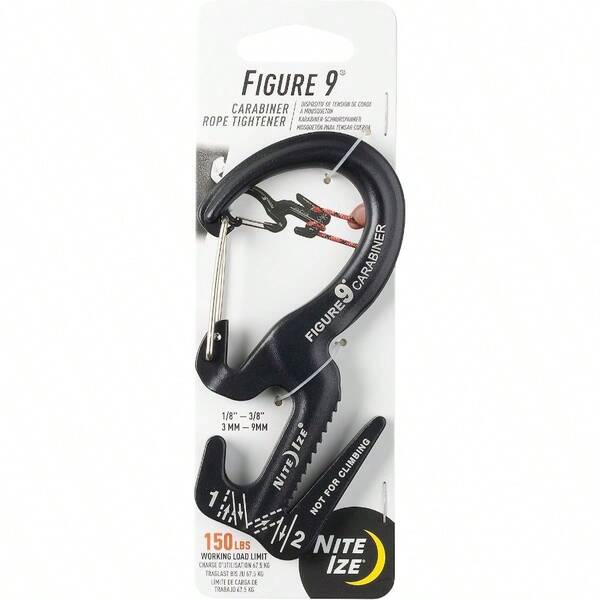 Figura 9 - Tensor de Cuerda de mosquetón, Mecanismo de Ajuste de Cuerda de Aluminio Grande con Clip de mosquetón, se Adapta a Cuerda de 3 mm a 9 mm, límite de Carga de 150 Libras