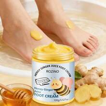 Rozino 100g Honey & Ginger Foot Cream, Nourishing Formula For Long-Lasting Hydration And Moisture, Softens Rough Skin For Smooth And Delicate Feet, Suitable For Hands And Feet, Large Capacity For Home Care - Honey - View 1