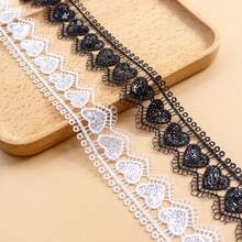 1/5" 亮片愛心刺繡蕾絲緞帶，黑白鏤空花卉蕾絲飾邊，適用於洋裝、內衣與婚禮裝飾 DIY 縫製蕾絲帶，復古鉤編蕾絲飾邊緞帶（衣飾配件/手帳裝飾） - 多色B - 查看 9