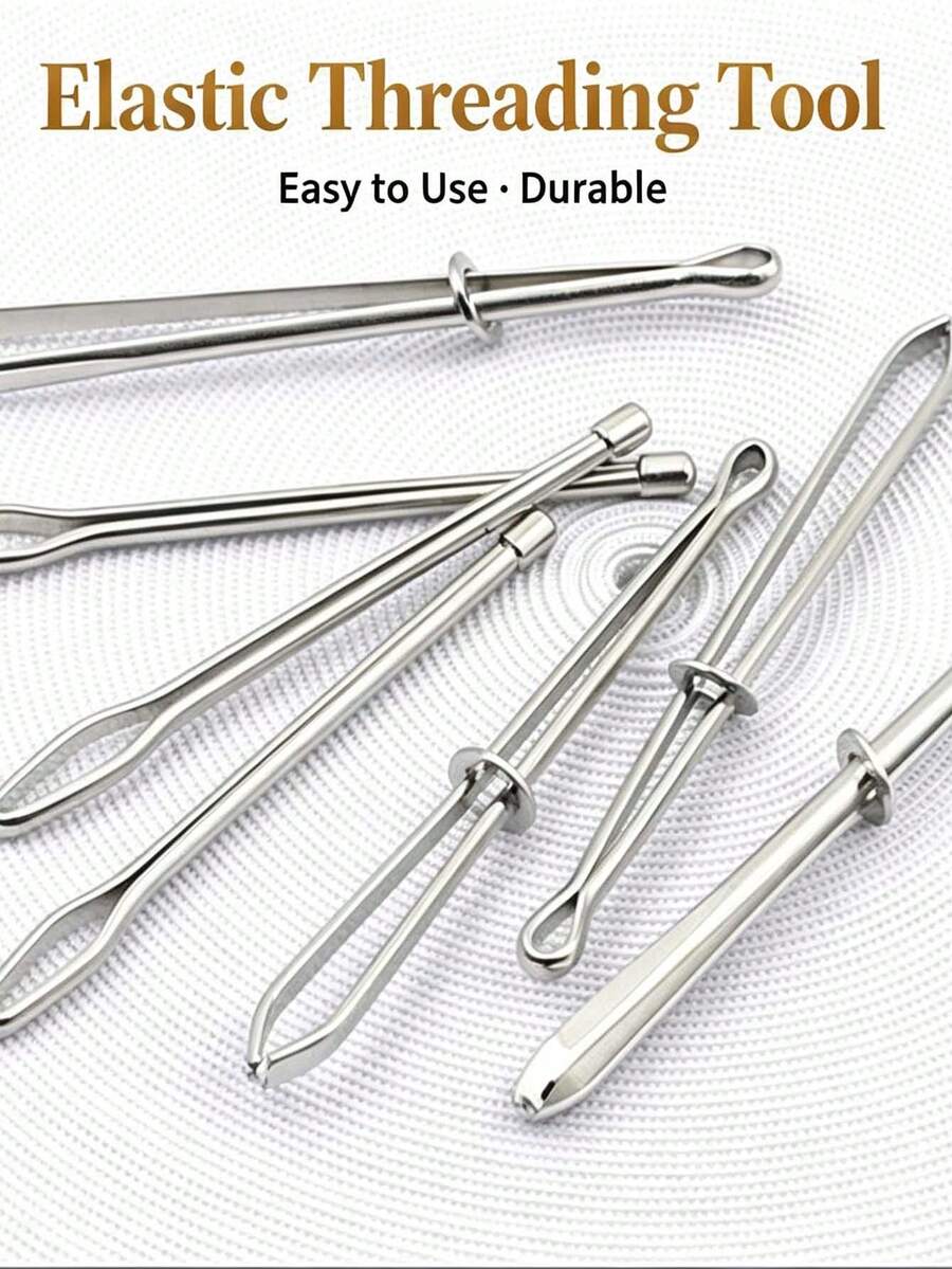 Alat Bantu Memasukkan Tali Karet Elastis Kepala Bulat Ujung Tertutup, Alat Jahit DIY Klip Karet Elastis, Alat Bantu Memasukkan Tali Pinggang, Alat Memasukkan Tali, Alat Bantu Memasukkan Tali yang Dapat Dibengkokkan, Alat Bantu Serbaguna untuk Tali Pinggang Karet Elastis dan Anyaman, Alat Bantu Memasukkan Tali Lubang Kancing Pegas