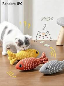 1PC Cat Toy - Cat Fish-Shaped Chew Toy, Suitable For Cat Entertainment And Interaction. The Toy Features A Soft Realistic Design, Mimicking Fish Shape, Effectively Training Kittens' Hunting Skills, Making It A Great Educational Play Companion For Cats. - Multicolor - View 9