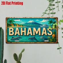 2D Flat Printed, 1pc, Bahamas Coast Cruise Scene Metal Sign, For Decorative Use Only, Decorative Sign And Plaque, Vintage Sign, Beach Cafe, Ideal Gift For Vacationers And Sun Lovers (Random Style) - A - View 8