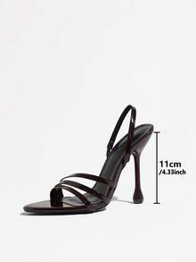 Jin Bei Qi Women's Brown Single Strap Back Strap Open Toe Stiletto High Heel Sandals, Minimalist Versatile Women's Formal Sandals, Elegant Women's Party Shoes, Spring/Summer Outfit - Brown - View 4