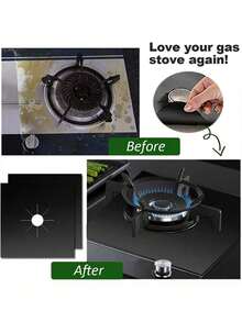 1/4/8pcs Gas Stove Anti-Oil Anti-Stain Mat, Washable Cleaning Mat, Burner Protection Mat, Anti-Stain Anti-Heat Mat, Fire-Resistant Material, Gas Stove Protection Mat, Suitable For Home Gas Stoves, Household Goods - Multicolor - View 2