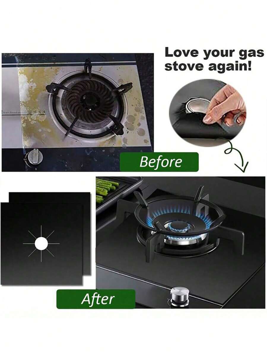 1/4/8pcs Gas Stove Anti-Oil Anti-Stain Mat, Washable Cleaning Mat, Burner Protection Mat, Anti-Stain Anti-Heat Mat, Fire-Resistant Material, Gas Stove Protection Mat, Suitable For Home Gas Stoves, Household Goods
