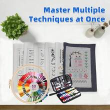 LAMYA DIY Stitch Kit Portable Sewing Kit With Linen Fabric Creative Patterns Multi-Stitch Guide For Beginners Handmade Lovers - Stitch 592 - View 17