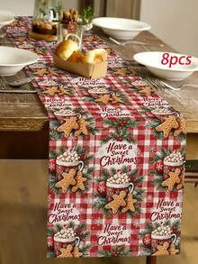 Taplak Meja, Alas Piring, dan Sarung Bantal Motif Permen Kue Jahe Natal, Gaya Natal, Dekorasi Rumah dan Dapur Natal, Cocok untuk Dekorasi Rumah dan Pesta Natal - MultiWarna - View 17