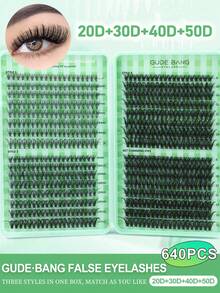 640pcs Eyelash Book, C Curl, Large Capacity, High Quality Low Price, New DIY False Eyelashes, Fluffy Soft, 3D Faux Mink Hair False Eyelashes, Makeup Eyelash Extensions, Short Lightweight DIY Home Eyelash Extension Sheets - D - View 1