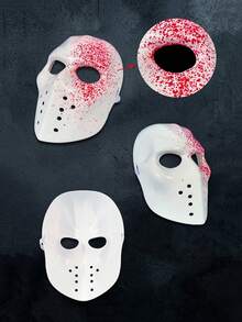 Blood Splatter Hockey Mask, Serial Killer Cosplay Mask, Halloween Costume Party Horror Accessory - Multicolor - View 8