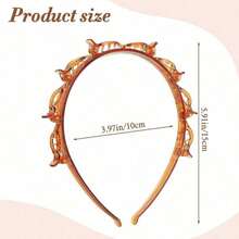 2/1pc Vintage Black & Amber Multi-Clip Braided Headband, Non-Slip Hair Styling Hair Tie, Women & Girls Daily Casual Hair Accessory, Halloween Retro Wavy Headband, Tortoiseshell & Black - Multicolor - View 8